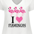 thumbnail image 4 of Inktastic I Love Flamingos Pink Bird Women's Plus Size V-Neck T-Shirt, 4 of 5