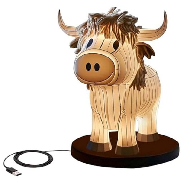 Lámpara de mesa con forma de vaca, luz de noche con forma de vaca, lámpara de mesita de noche con forma de vaca, USB, pequeña, para el hogar, la oficina, el dormitorio y la sala de estar