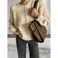 thumbnail image 3 of Womens Button Up Cardigan Sweaters Long Sleeve Crew Neck Fall Soft Knit Loose Sweater Tops Khaki L, 3 of 5