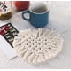 thumbnail image 1 of Posavasos Cuadrados Tejidos con Borlas Gruesas | Mantel Individual Bohemio Artesanal Resistente Al Calor | Posavasos de Tela Suave y Duradero para Bebidas Frías y Calientes | Decoración Del Hogar Fác, 1 of 1