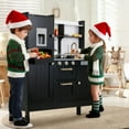 thumbnail image 4 of TLSUNNY Kids Pretend Play Kitchen, Wooden Cooking Playset with Light & Sound, Removable Sink, Phone & Water Dispenser, Learning Gift for 3+, Black, 4 of 10