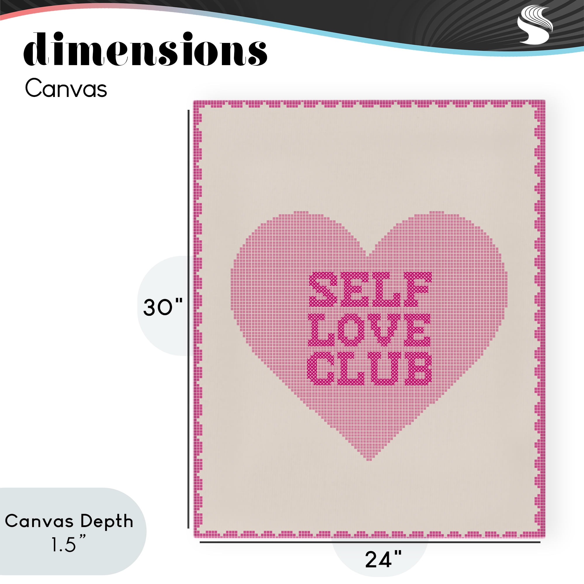 Stupell Industries Self Love Club Pixel Heart Canvas Wall Art, design by Lil' Rue