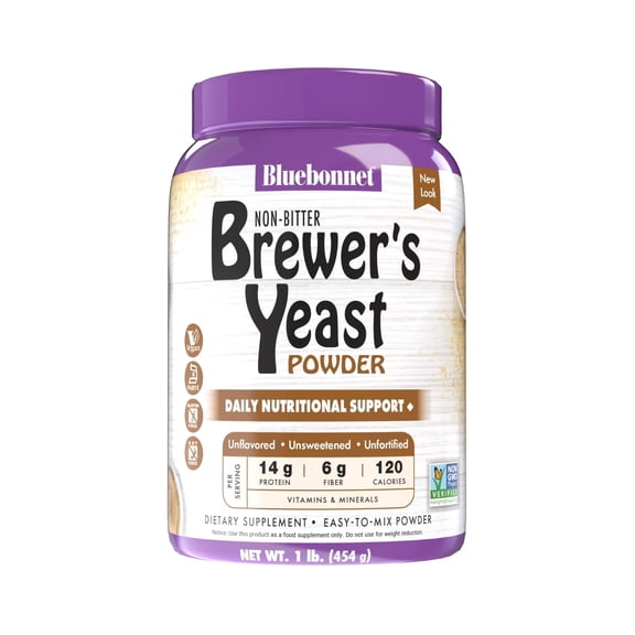 Bluebonnet Brewers Yeast Powder, Super Food, 15 Vitamins & Minerals, 1 lb Unflavored