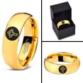 thumbnail image 4 of Tungsten Christian Catholic Cross Heart Shaped Band Ring 7mm Men Women Comfort Fit 18k Yellow Gold Dome Polished, 4 of 4