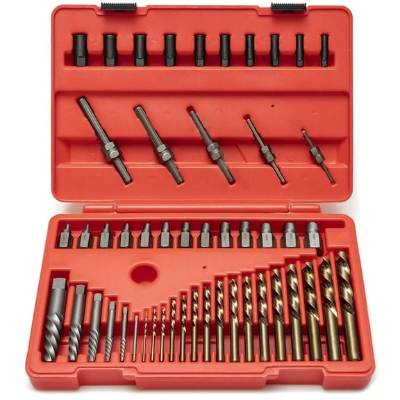 NEIKO 04202A Master Screw Extractor | 55 Pieces Broken Bolt Remover | Multi Spline, Extractor Pins, Spiral and Nut Extractors | 5/64” to 1/2" | Stripped Screws, Studs, Fittings and Lugs Extraction
