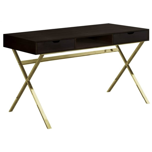 COMPUTER DESK 48"L / CAPPUCCINO / GOLD METAL
