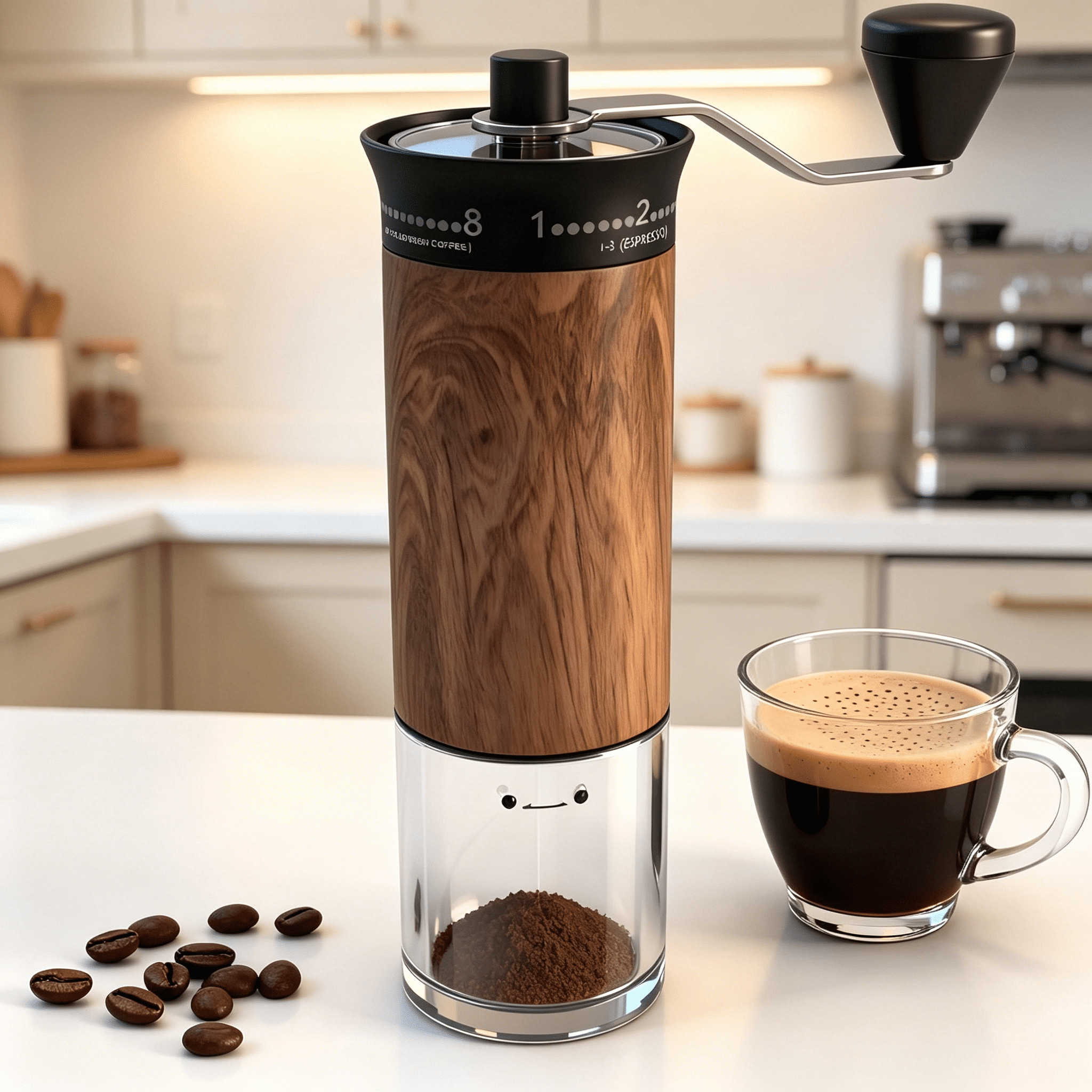 CURYMAY 2026 New Mini Manual Coffee Grinder - 56 External Grind Settings,Stainless Steel Body & Crank,Ceramic Burr,Portable Hand Grinder for Travel,Camping,Home Brewing - Wood Grain
