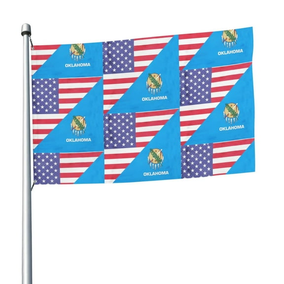 America Oklahoma Flag Flag 5x8 Ft Print Vivid Color Outdoors Indoors Light-Weight Polyester Flags