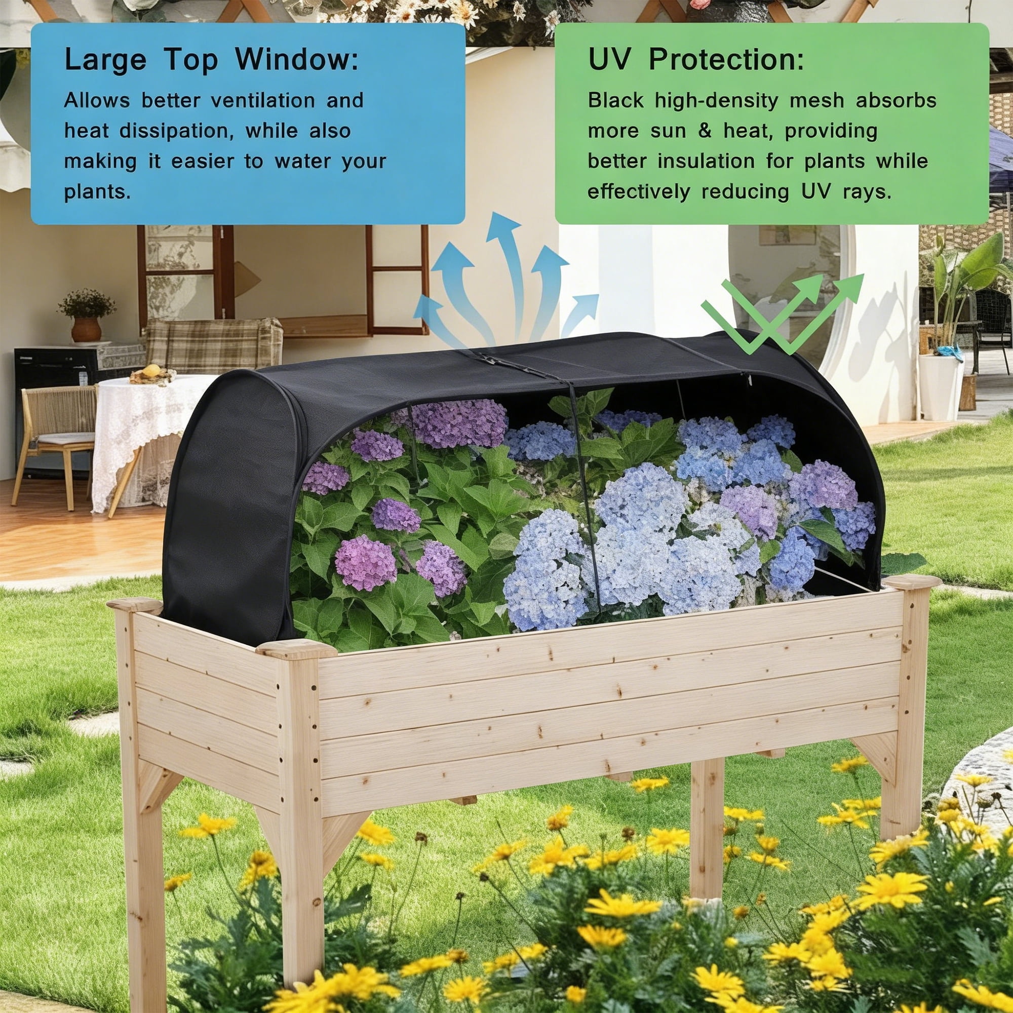 Garden Cover for Raised Flower Beds, Garden Covers with Roll-up Zipper Door, Plant Covers for Raised Garden Bed, Freeze Protection Greenhouse Cover for Protecting Seedlings Fruits Vegetable Rows