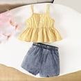 thumbnail image 6 of kaprioy Toddler Girl Clothes Toddler Baby Girl Summer Outfit 9 12 18 24 Months 2T 3T 4T Ruffle Tops With Jean Skorts Cute 2 Pcs Clothes Set, 6 of 7