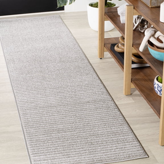 JONATHAN Y SCANDINAVIAN 2 x 8 Runner Rug, Aarhus Minimalist Striped - Gray/Ivory, SCN102D-28