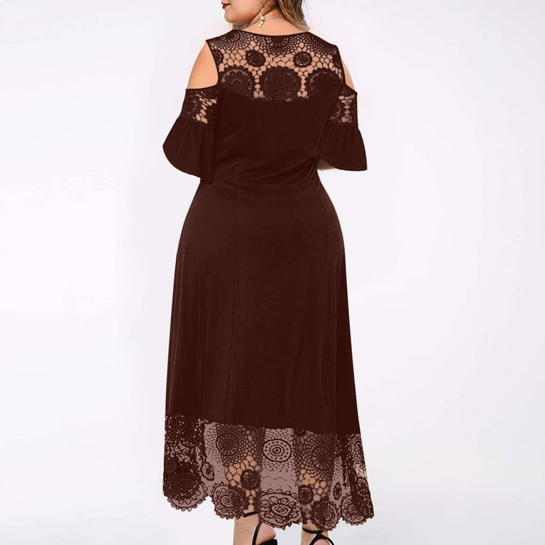 Patlollav Midi Dresses for Women, Plus Size Women Dress Sexy Ruffle Strapless Lace Splicing Short Sleeve Dresses - Walmart.com Patlollav Midi Dresses for Women, Plus Size Women Dress Sexy Ruffle Strapless Lace Splicing Short Sleeve Dresses - Walmart.com