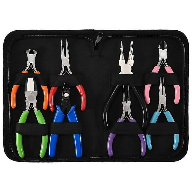 For 8 pieces jewelry making pliers tool kit needle nose pliers round nose pliers nylon jaw pliers fo