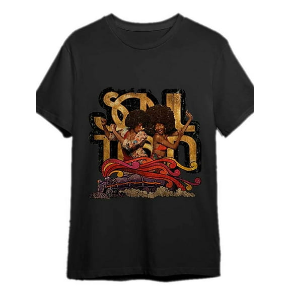 [Soul Train Retro Fan] Soul Train Retro Fan Design T-shirt - Fun Men's Short Sleeve Graphic - Black