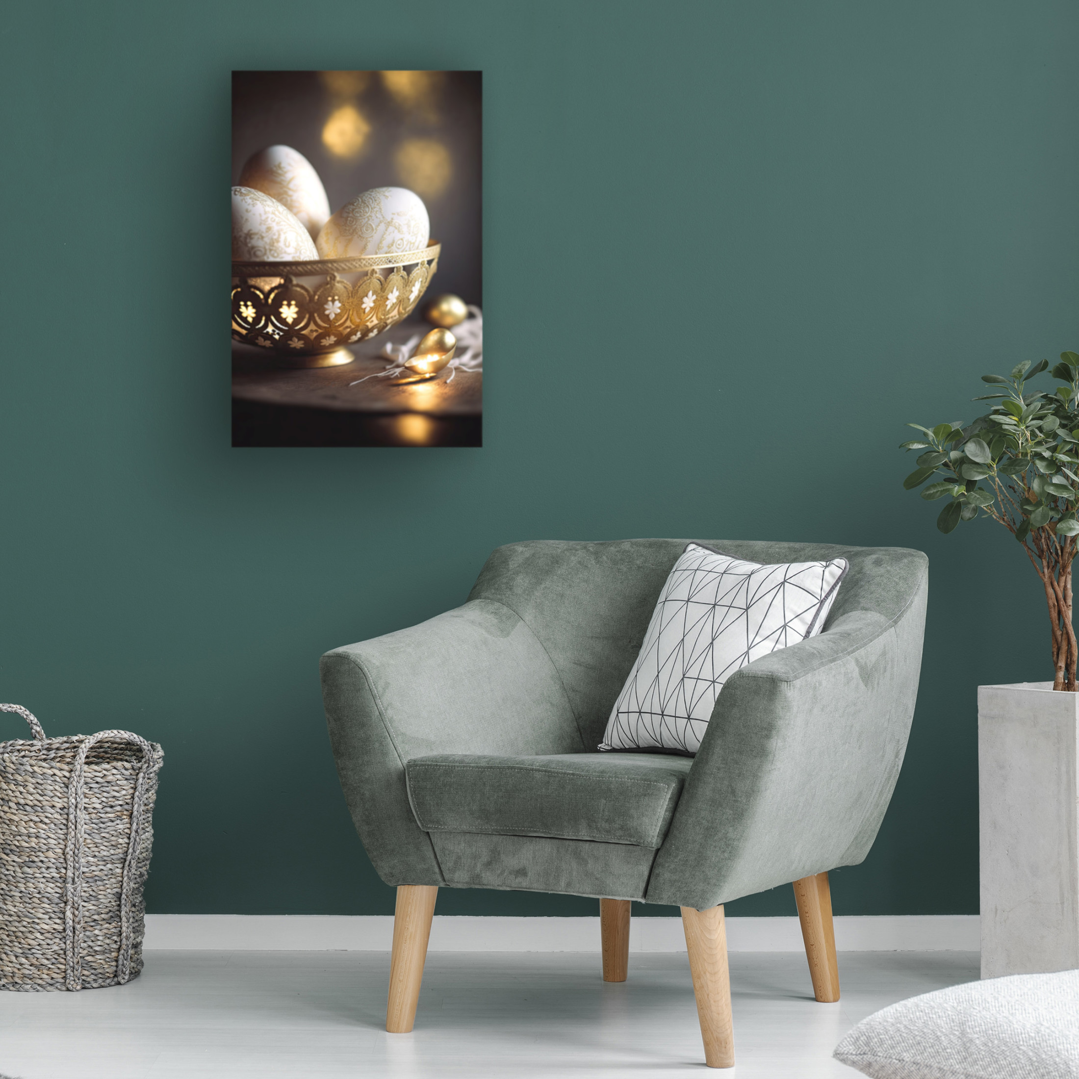 Canvas Wall Art - Treechild 'Ornamented Eggs' Wall Art for Living Room, Bedroom, or Office D?cor by Trademark Fine Art - 22 x 32 Inches