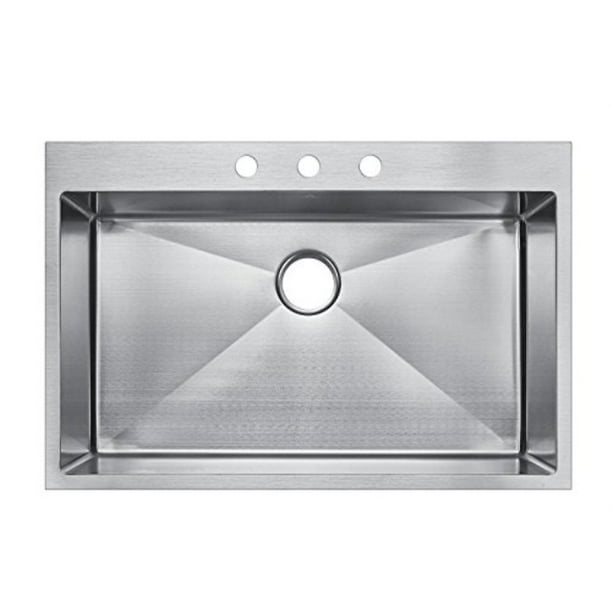Starstar 33 X 22 Top Mount Single Bowl Kitchen Sink Drop In 304 Stainless Steel 16 Gauge Walmart Com Walmart Com