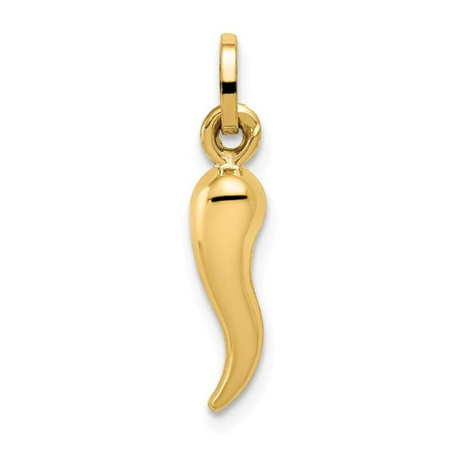 5 x 20 mm 14K Yellow Gold Hollow Italian Horn Charm