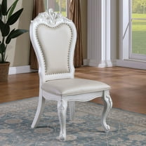 Furniture of America Albernit Faux Leather Side Chairs in White (Set of 2)
