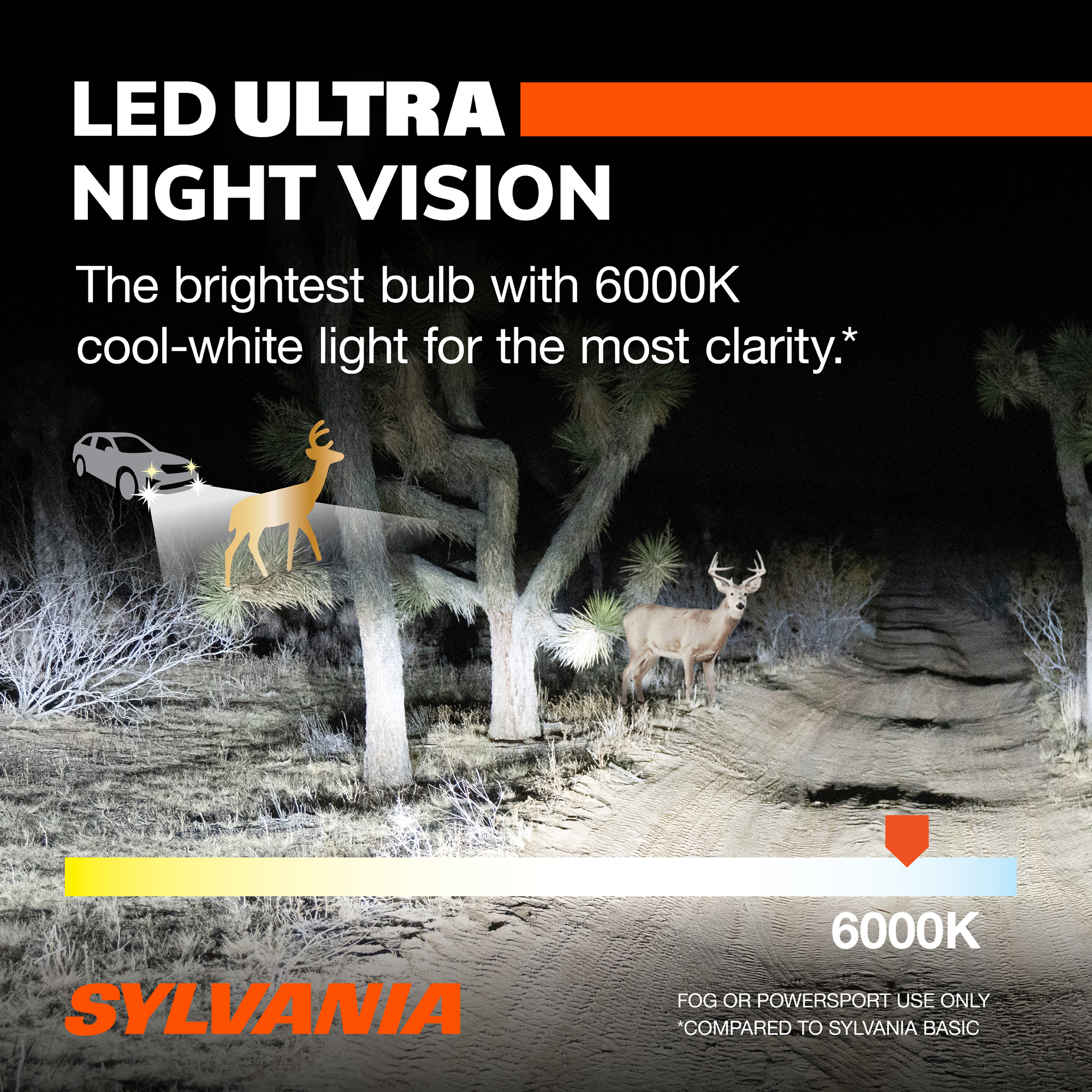 SYLVANIA H9 LED Ultra - Fog Lights For Cars and Trucks - Headlight Bulbs for Off Road Powersports - 6000k Cool White LED Light - Maximum Lifespan - No Polarity - DIY Upgrade