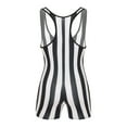thumbnail image 4 of Alvivi Men's One Piece Striped Jumpsuit Swimsuit Stretchy Wrestling Singlet Rompers Bodysuit Black XL, 4 of 7