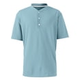 thumbnail image 5 of Dresfit Mens Henley Shirt Button Down Big and Tall Short Sleeve Shirts Summer 2026 Stretch Workout T Shirts Loose Fit Cotton Oversized Tees Light Blue L, 5 of 8