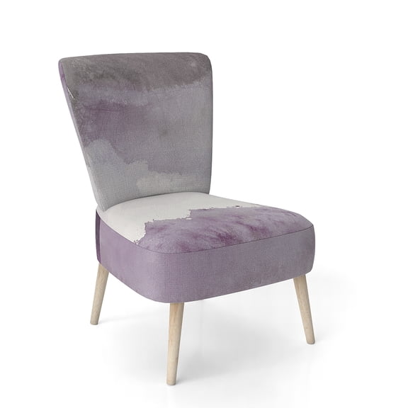 Designart "Midnight At The Lake II Amethyst And Grey" Upholstered Shabby Chic Accent Chair - Arm Chair
