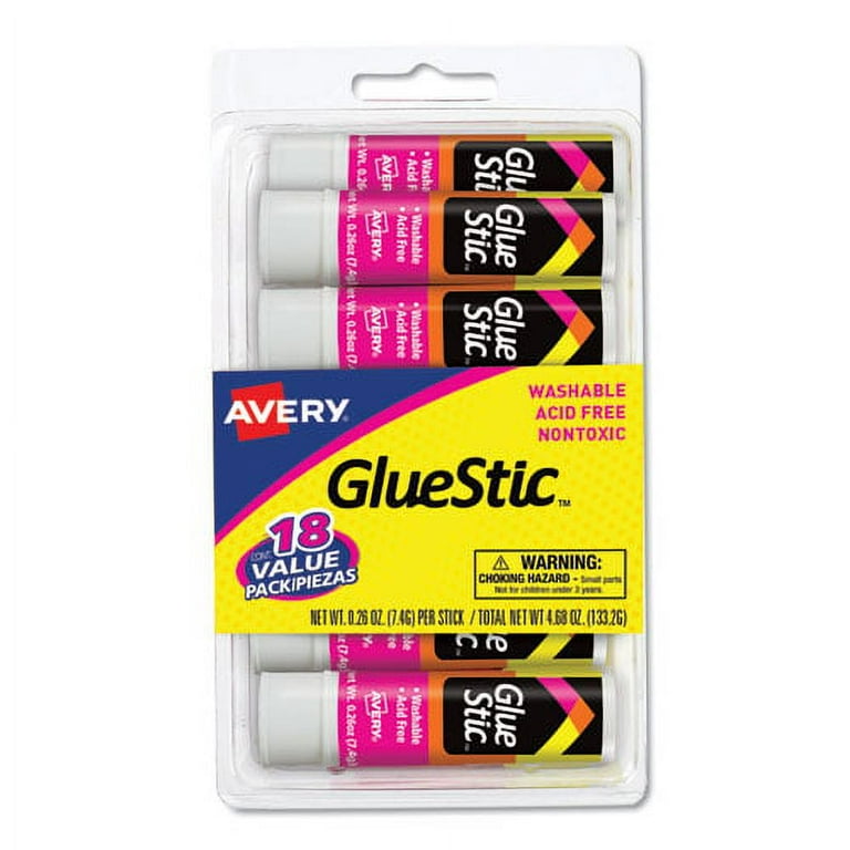 Permanent Glue Stic Value Pack, 0.26 oz, Applies White, Dries Clear, 18/Pack Permanent Glue Stic Value Pack, 0.26 oz, Applies White, Dries Clear, 18/Pack