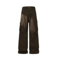 thumbnail image 4 of Wyobmus Pantalon Cargo Uni pour Homme Jambe Grand Bouton Taille Élastique Pantalon de Randonnée Léger Ripstop Résistant à l'Eau Pantalon Utilitaire avec Poches B-Brown, 4 of 6