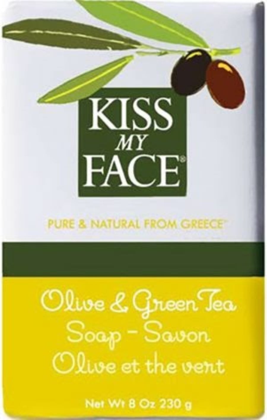 Kiss My Face Bar Soap Olive & Green Tea, 8 oz (Pack of 4)