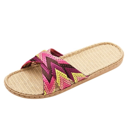 

Gzea Women’S Slippers Shoes Linen Slippers Beach Slippers Summer Slides Household Women Men For Womens Sandals Floor Shoes Women s Sandals Pink 37