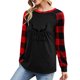 thumbnail image 2 of Pntutb, camisas navideñas para mujer, tops de empalme a cuadros, sudaderas de manga larga a la moda, blusas, tops Pntutb Pntutb-4055, 2 of 6