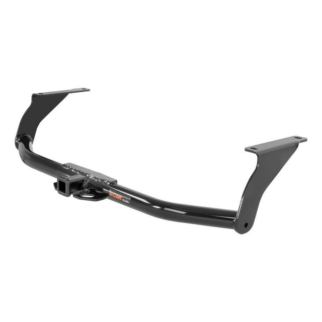 CURT 11377 Trailer Hitch Rear Class I with a round tube design and 1-1/4 inch receiver. It has a 2000-pound weight carrying capacity and 200-pound tongue weight. Features a high-gloss black powder-coated finish, seamless welded construction, and an open-back receiver for easy cleaning. Designed for 2014-2018 Mazda 3 vehicles, it offers a custom fit with no drilling or cutting required.