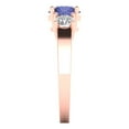 thumbnail image 3 of Three-Stone Engagement Ring for Women - 1.5ct Simulated Tanzanite in 14K Rose Gold Promise Ring, 3 of 6