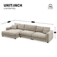 thumbnail image 2 of [NEW] 134" Oversized Corduroy L-Shaped Sectional Sofa Couch - Cloud Couch with USB Ports, Cup Holder, Deep Seats, 50" Chaise - Comfy Living Room Furniture (Khaki), 2 of 23