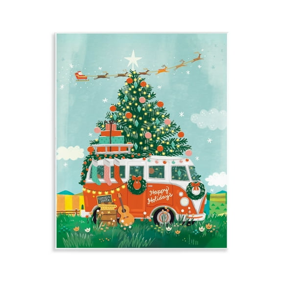 Stupell Industries Christmas Van Hangout Holiday Painting Unframed Art Prints Wall Art, 11 x 14