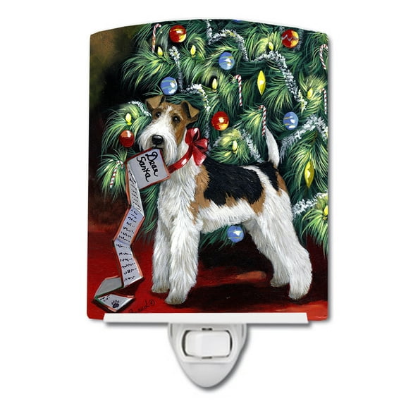Caroline's Treasures PPP3092CNL Fox Terrier Christmas Dear Santa Ceramic Night Light, 6x4x3", multicolor