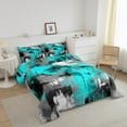 thumbnail image 3 of Erosebridal Abstract Artwork Bedding Twin Comforter Set,Teal Grey Down Comforter,Oil Painting Bedding Sets Twin With Comforter,Super Cozy Teenager Bedroom Decor,Reversible,2-Piece, 3 of 8