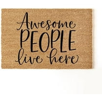 Awesome People Live Here Funny Welcome Doormat Personalized Door Mat Bath Rug Non-Slip Dust Inside/Outside Floor Carpet for Kitchen Front Hall Lawn 18x30 Inch