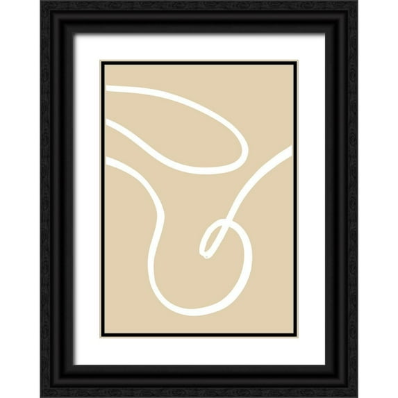 Uppsala Studio 11x14 Black Ornate Wood Framed with Double Matting Museum Art Print Titled - Beige Lines 02