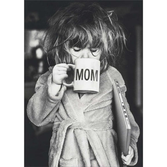 Avanti Press Disheveled Little Girl Drinking from 'Step One' Coffee Mug Funny Mother's Day Card