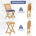 thumbnail image 5 of Resenkos Patio Furniture Sets,Outdoor & Patio Furniture Sets,3 Pieces Acacia Wood Patio Folding Bistro Set with Soft Cushions-Navy, 5 of 11