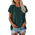thumbnail image 1 of WEIYLL Womens Tshirt Cap Short Sleeve Summer Crew Neck Solid Color Loose Fit Gn2 Tees Sizes XXXL, 1 of 7