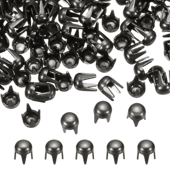 3mm Round Dome Rivet, 180 Pcs Metal 4 Claw Spike Spot Stud Punk Rock Rivet Nailhead for DIY Leather Crafting for Decor Repair Clothing Belts Bags Shoes, Brown