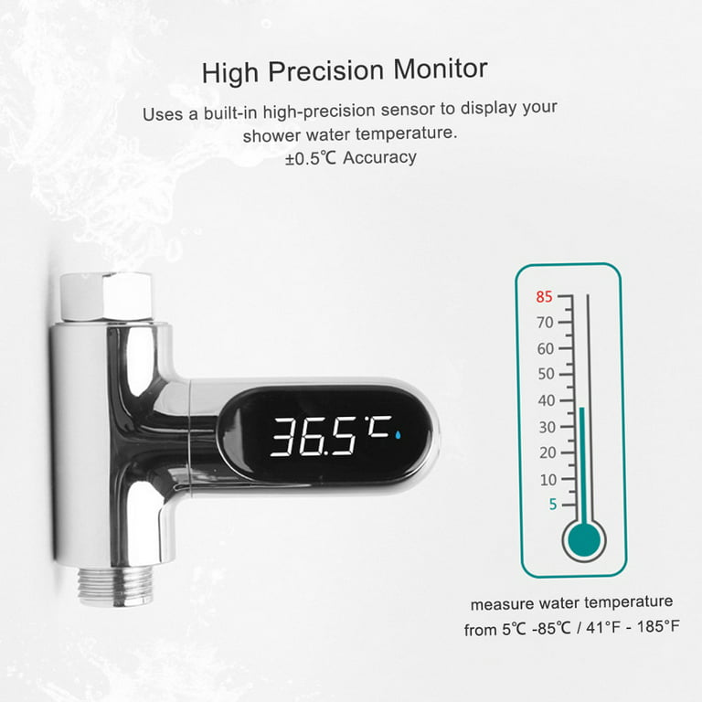 Anself Digital Shower Thermometer / Bath Temperature Monitor Water  Thermometer 5~85 Measuring 360 Rotatable LED Display for Baby Elderly 