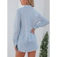 thumbnail image 3 of Women's Button Down Shirts Casual Long Sleeve V Neck Striped Blouses Tops with Pockets, 3 of 7
