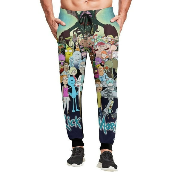 Rick And Morty Mens Joggers Sweatpants Elastic Waist Casual Athletic Sports Trousers Comfortable Workout Track Pants S