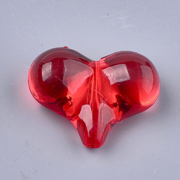 50pcs Transparent Acrylic Beads Heart Mixed color 17x22x9mm Hole: 1.5mm