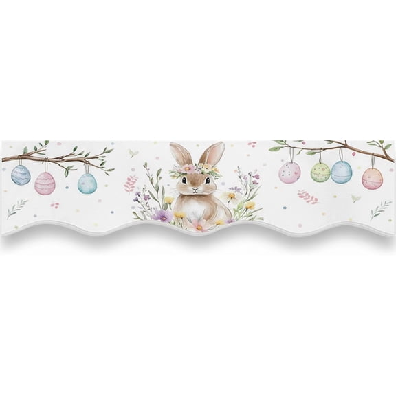 Easter Mantel Scarf with Bunnies & Eggs - Spring Floral Fireplace Mantle Cover, Table Runner for Holiday Decor, Home Party Decoration(1pcs )