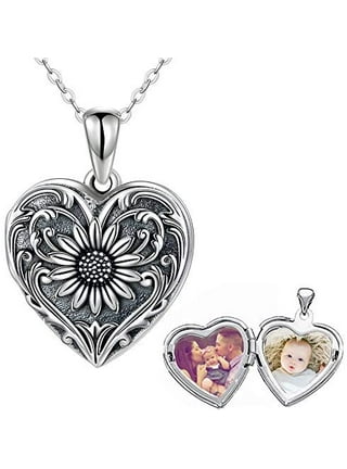  RJK Personalized Necklace With Picture Carnation Locket  Necklace for Women Sterling Silver Heart Locket for Women Christmas Gifts  January