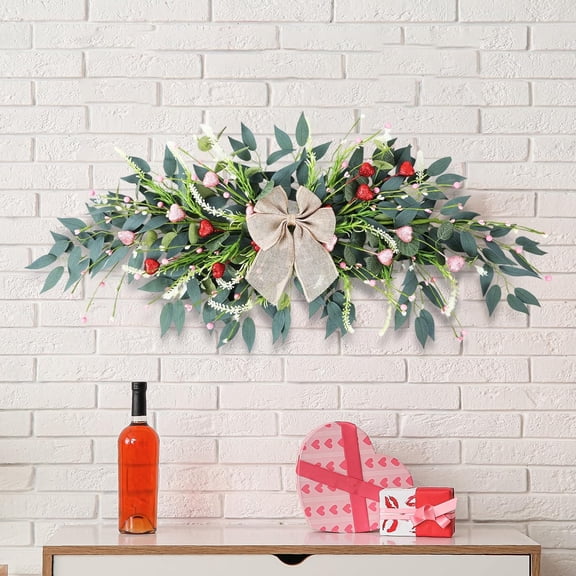 22'' Spring Wreaths for Front Door, Summer Spring Floral Swag Blue Door Wreath with Wildflower Lanvender, Wall Porch Window Home Decorations Indoor & Outdoor(C)